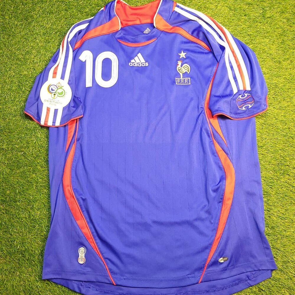 Zidane France 2006 WORLD CUP Home Soccer Jersey Shirt L SKU# 740126 AZB001